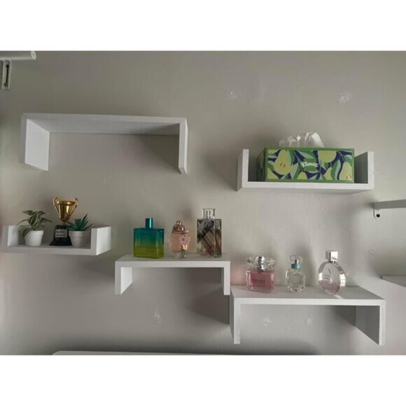 New Set of 5 Floating Wall Shelves for Bathroom, Bedroom, and Living Room Decor - Picture 9 of 11